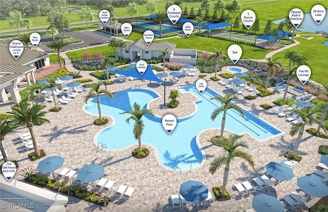 7608 Paradise Tree Dr, North Fort Myers, FL 33917 - drone / aerial view of a pool area