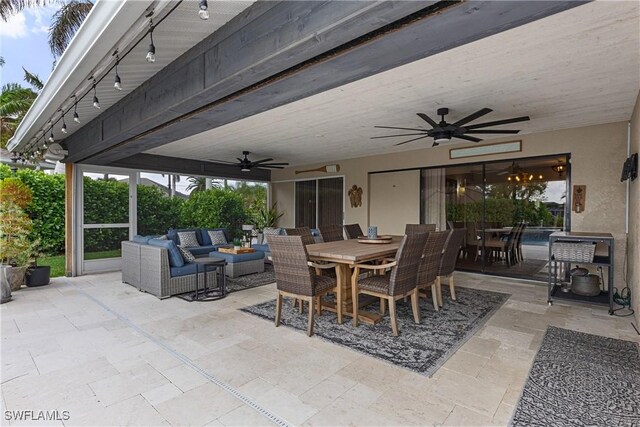 1020 SW 56th St, Cape Coral, FL 33914 - view of patio / terrace featuring ceiling fan, outdoor dining space, and an outdoor hangout area