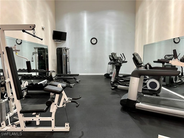 6401 Aragon Way Unit 102, Fort Myers, FL 33966 - exercise room with a high ceiling
