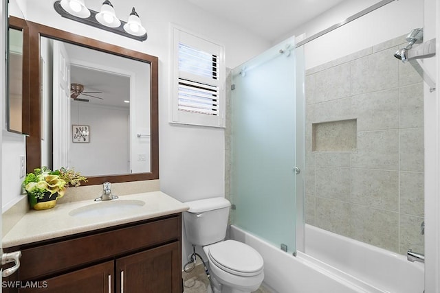 11651 Oakwood Preserve Pl, Fort Myers, FL 33913 - full bath featuring vanity, toilet, ceiling fan, and shower / bathtub combination