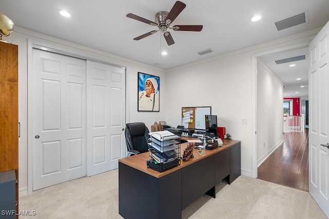 11651 Oakwood Preserve Pl, Fort Myers, FL 33913 - carpeted home office with a ceiling fan, recessed lighting, and baseboards
