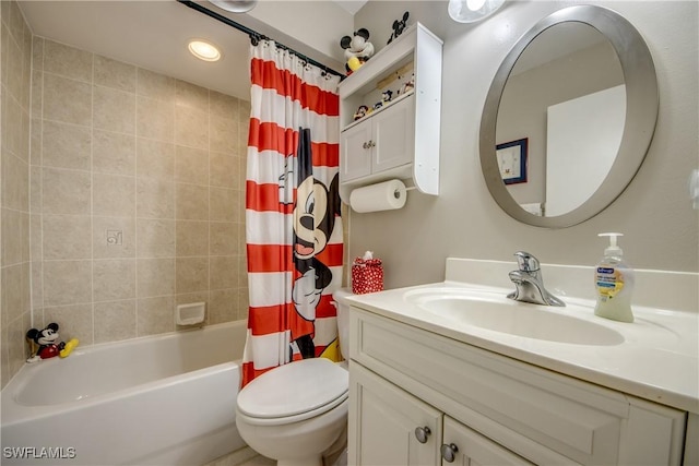 7116 Blanquilla Ct Unit 220, Fort Myers, FL 33908 - full bath with vanity, toilet, shower / bath combo, and recessed lighting