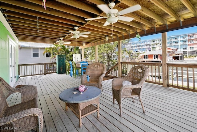 171 Primo Dr, Fort Myers Beach, FL 33931 - wooden terrace featuring ceiling fan