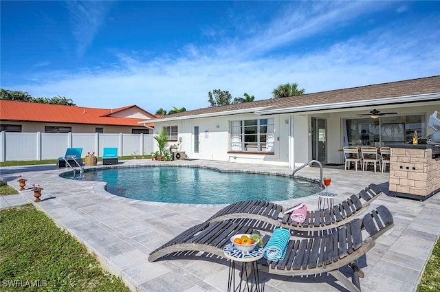 1432 Wellington Ct, Cape Coral, FL 33904 - view of swimming pool featuring a patio and a ceiling fan