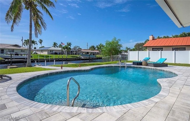 1432 Wellington Ct, Cape Coral, FL 33904 - view of pool with a water view and a patio area