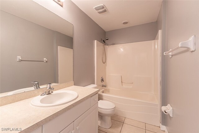 460 Petite Ave, Lehigh Acres, FL 33974 - bathroom featuring tile patterned flooring, toilet, vanity, and tub / shower combination