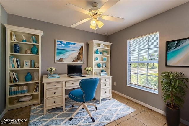 460 Petite Ave, Lehigh Acres, FL 33974 - office space featuring light tile patterned floors, baseboards, and ceiling fan