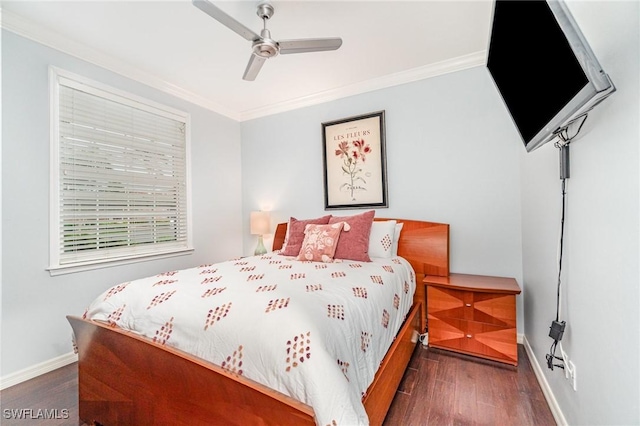 4005 Palm Tree Blvd Unit 103, Cape Coral, FL 33904 - bedroom featuring wood finished floors, ornamental molding, baseboards, and a ceiling fan