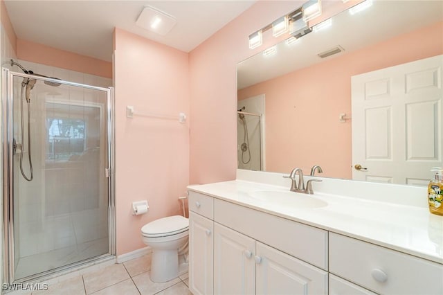 4005 Palm Tree Blvd Unit 103, Cape Coral, FL 33904 - full bath with toilet, a shower stall, vanity, and tile patterned flooring