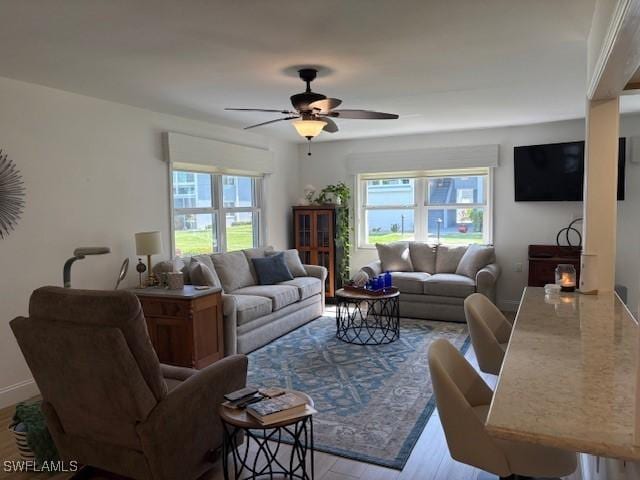 3358 N Key Dr Unit 2, North Fort Myers, FL 33903 - living area featuring ceiling fan and wood finished floors