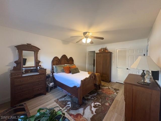 3358 N Key Dr Unit 2, North Fort Myers, FL 33903 - bedroom featuring light wood-style flooring and a ceiling fan