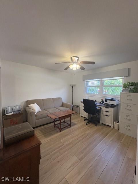 3358 N Key Dr Unit 2, North Fort Myers, FL 33903 - office featuring light wood finished floors and a ceiling fan