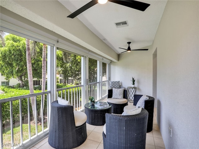 3200 Binnacle Dr Unit B3, Naples, FL 34103 - sunroom with a ceiling fan and vaulted ceiling