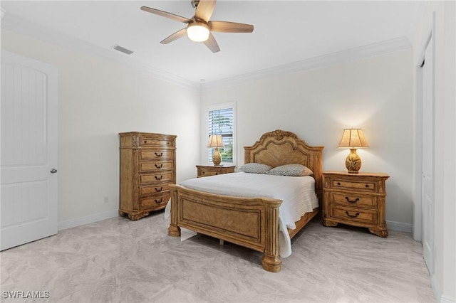2228 SW 15th Ave, Cape Coral, FL 33991 - bedroom with crown molding, a ceiling fan, and baseboards