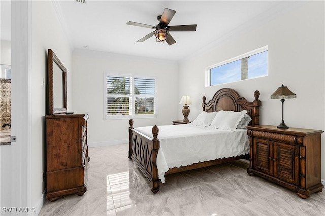 2228 SW 15th Ave, Cape Coral, FL 33991 - bedroom with crown molding, ceiling fan, and baseboards