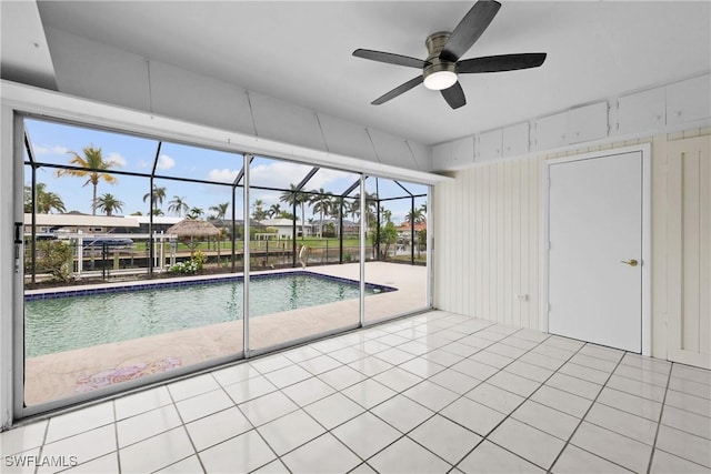 4969 Vincennes St, Cape Coral, FL 33904 - swimming pool featuring ceiling fan, a patio area, and glass enclosure