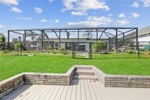4969 Vincennes St, Cape Coral, FL 33904 - rear view of house featuring glass enclosure and a gate