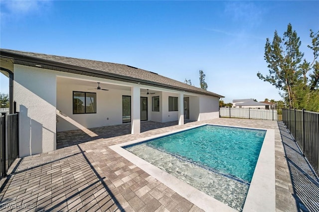 2219 Surfside Blvd, Cape Coral, FL 33991 - view of pool with ceiling fan and a patio