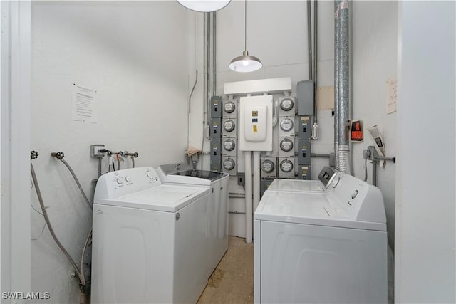 7013 New Post Dr Unit 7, North Fort Myers, FL 33917 - laundry room with independent washer and dryer, stacked washer and clothes dryer, and light tile patterned flooring