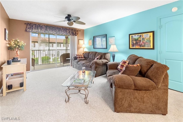 7013 New Post Dr Unit 7, North Fort Myers, FL 33917 - carpeted living area featuring a ceiling fan