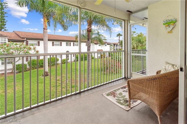 7013 New Post Dr Unit 7, North Fort Myers, FL 33917 - sunroom / solarium with a ceiling fan and a residential view