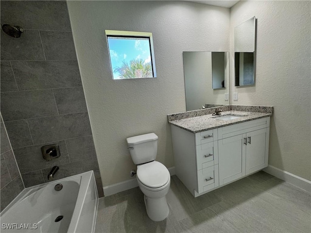 3007 53rd St W, Lehigh Acres, FL 33971 - bathroom with vanity, toilet, bathing tub / shower combination, and baseboards