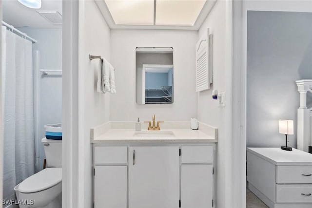 3410 Frosty Way Unit 4802, Naples, FL 34112 - bathroom featuring vanity, toilet, and curtained shower