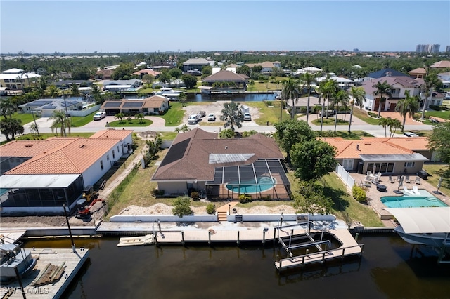 123 Placid Dr, Fort Myers, FL 33919 - aerial view of residential area with a nearby body of water and a pool area