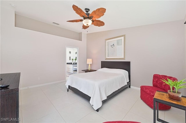 15041 Bridgeway Ln Unit 1006, Fort Myers, FL 33919 - bedroom featuring baseboards, light tile patterned flooring, and a ceiling fan