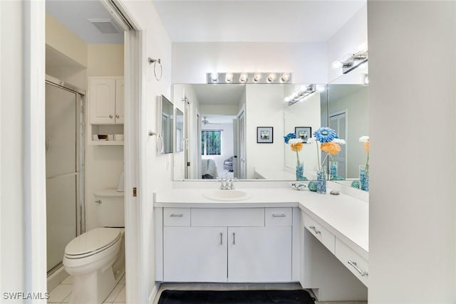 7340 Coventry Ct Unit 827, Naples, FL 34104 - full bathroom with ensuite bath, a stall shower, vanity, and tile patterned flooring