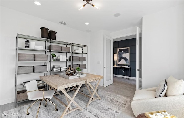 7393 Blue Salvia Dr, North Fort Myers, FL 33917 - dining space featuring light wood-style flooring, baseboards, recessed lighting, and an office area