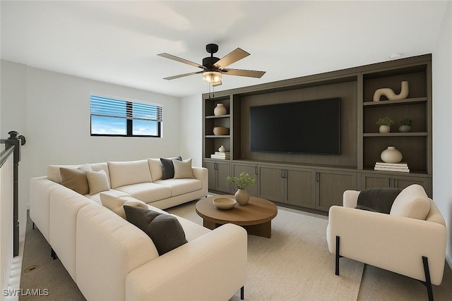 20669 Greenwich Pl, Estero, FL 33928 - living room with a ceiling fan and light colored carpet