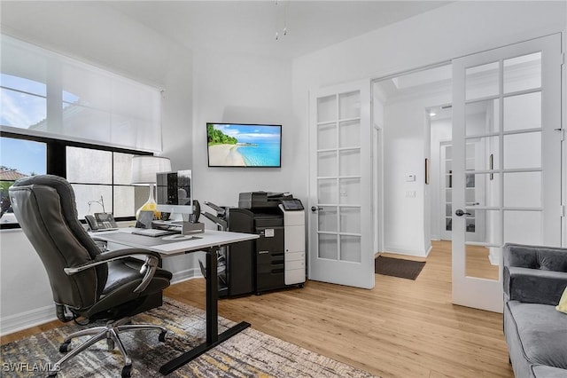 3813 Columbia Ct, Naples, FL 34119 - office space with french doors and light wood-type flooring