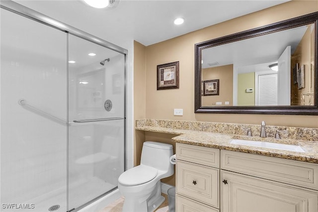 7150 Estero Blvd Unit 706, Fort Myers Beach, FL 33931 - full bathroom with toilet, a stall shower, and vanity