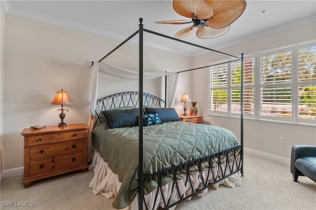 11111 Corsia Trieste Way Unit 101, Bonita Springs, FL 34135 - bedroom with carpet floors, multiple windows, ornamental molding, and ceiling fan