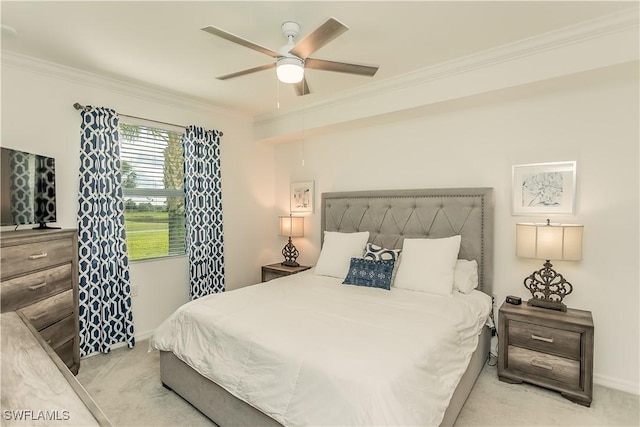 43000 Greenway Blvd Unit 114, Punta Gorda, FL 33982 - bedroom featuring carpet, crown molding, baseboards, and a ceiling fan