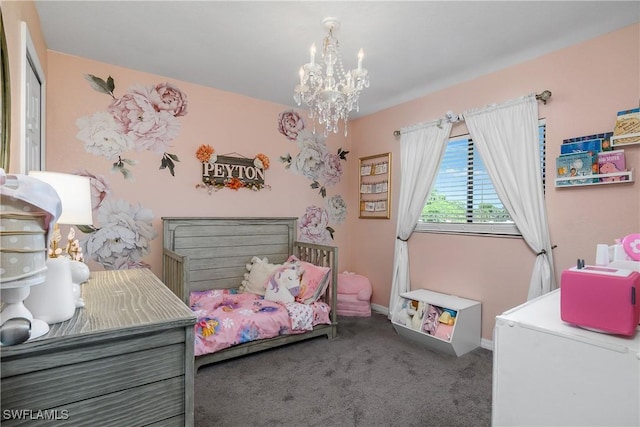 325 NE 24th Ter, Cape Coral, FL 33909 - carpeted bedroom featuring a chandelier and baseboards
