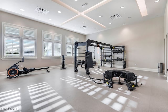 11693 Canopy Loop, Fort Myers, FL 33913 - workout area featuring recessed lighting, baseboards, and coffered ceiling