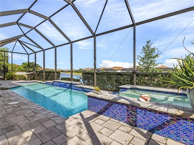8341 Promoso Ct, Naples, FL 34114 - view of swimming pool with a patio, a lanai, and a pool with connected hot tub