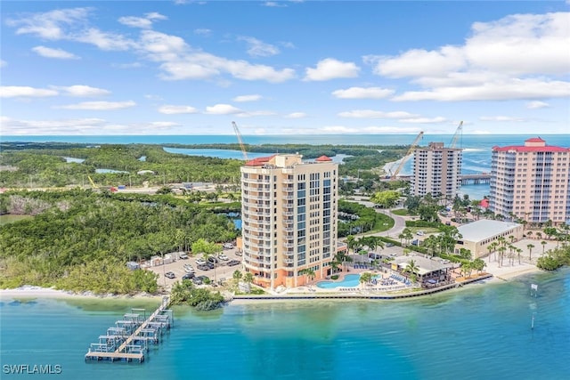 8771 Estero Blvd Unit 807, Fort Myers Beach, FL 33931 - drone / aerial view of a nearby body of water and apartment complex / building