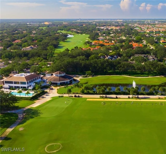 10951 Callaway Greens Ct, Fort Myers, FL 33913 - drone / aerial view of a nearby body of water, a golf club, and a pool area