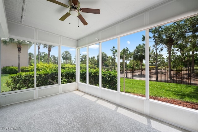 14221 Patty Berg Dr, Fort Myers, FL 33919 - unfurnished sunroom featuring ceiling fan