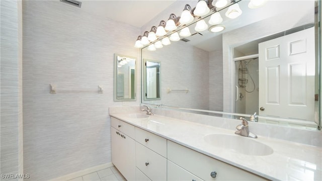 319 Reynolds Ct Unit M12, Naples, FL 34112 - full bath with double vanity, tile patterned flooring, and a shower