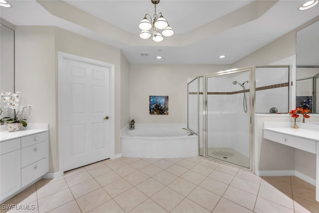 1630 Winding Oaks Way Unit 102, Naples, FL 34109 - full bath with a shower stall, a garden tub, vanity, recessed lighting, and tile patterned floors