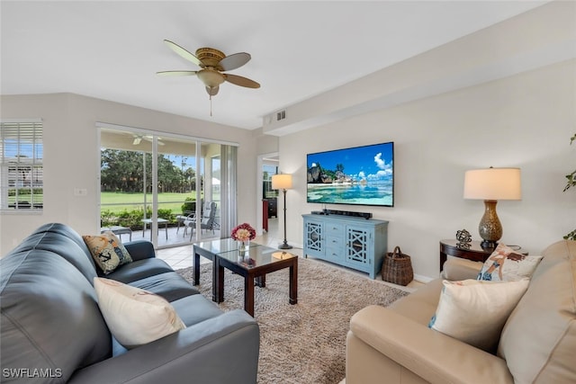 1630 Winding Oaks Way Unit 102, Naples, FL 34109 - living room featuring ceiling fan