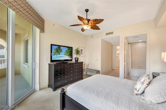 2738 Tiburon Blvd E Unit Ph-B502, Naples, FL 34109 - bedroom with access to outside, light colored carpet, and a ceiling fan