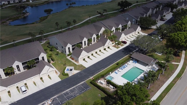 16320 Kelly Cove Dr Unit 270, Fort Myers, FL 33908 - aerial overview of property's location featuring a pool, a large body of water, and nearby suburban area
