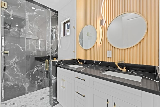 1015 Gerald Ave, Lehigh Acres, FL 33936 - full bathroom with a marble finish shower and double vanity