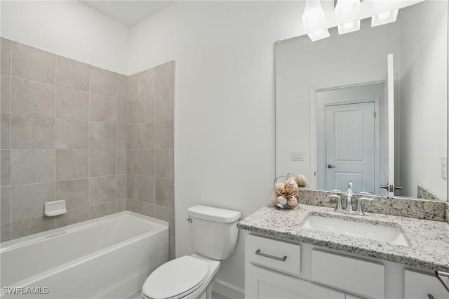13952 Hunter Oak Dr, Fort Myers, FL 33913 - full bathroom featuring toilet, vanity, baseboards, and tub / shower combination