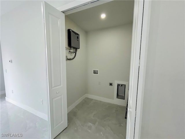 2815 4th St SW, Lehigh Acres, FL 33976 - washroom with washer hookup, electric dryer hookup, baseboards, and recessed lighting